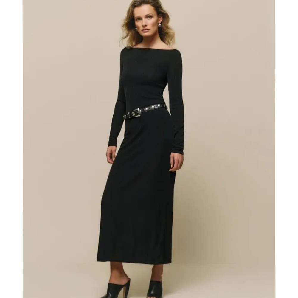 REFORMATION Zoya Knit Dress Black Medium
